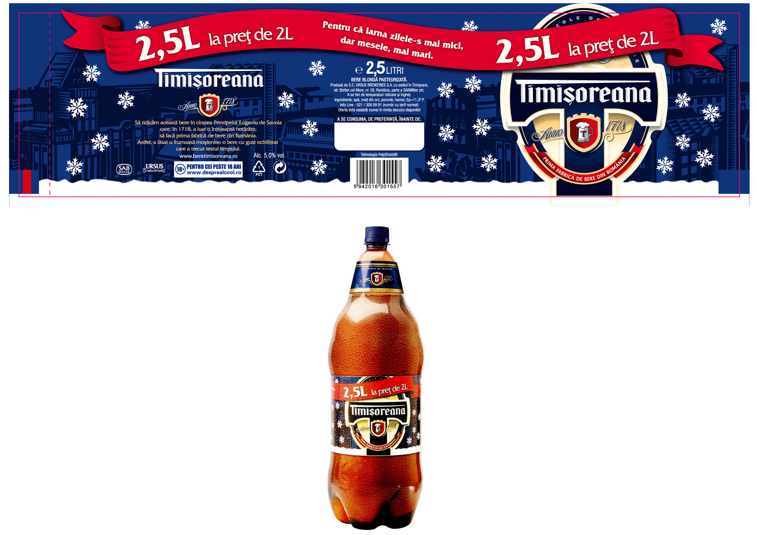 ROMANIA de Bere Timisoreana,Timisoara BANAT Bruna Speciale beer label C2074 003 
